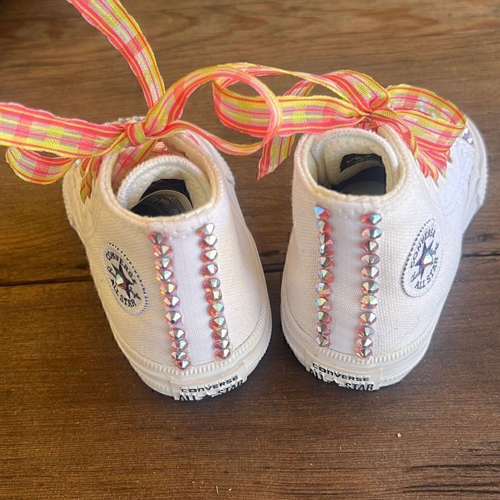NEW Converse Custom Embellished Crystal All Star Sneakers Shoes Infant Sz 2 - Picture 3 of 6